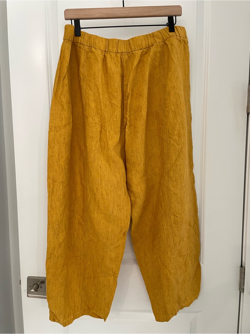 Eileen Fisher Cropped Linen Lantern Pants - Mustard - Picture 6 of 8
